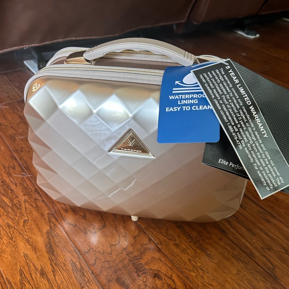 Gold makeup bag